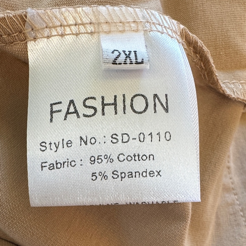 Women's 2XL Tan V-Neck‎ Short Sleeve Romper - Picture 7 of 8